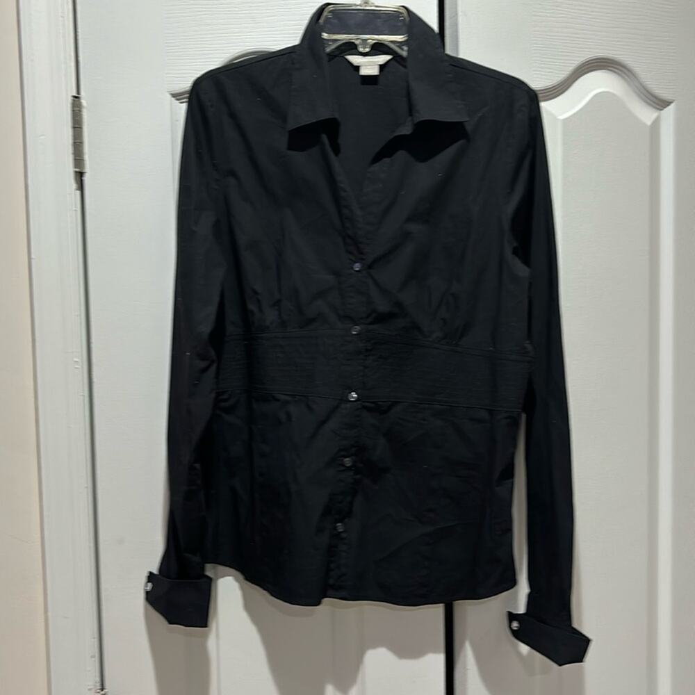 Janeville 14 black long sleeve  French cuff rhinestones nwot cotton spandex